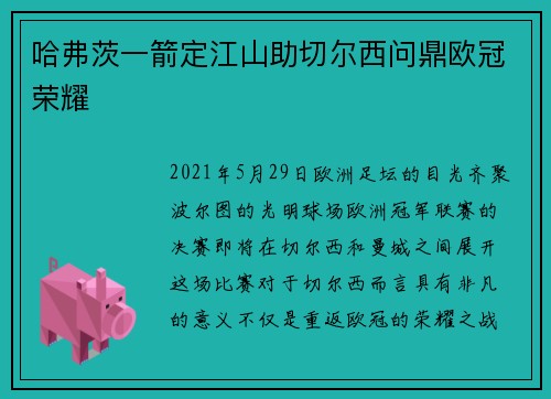 哈弗茨一箭定江山助切尔西问鼎欧冠荣耀